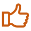 Orange Thumbs Up Icon - Positive Indicator for Financing Approval